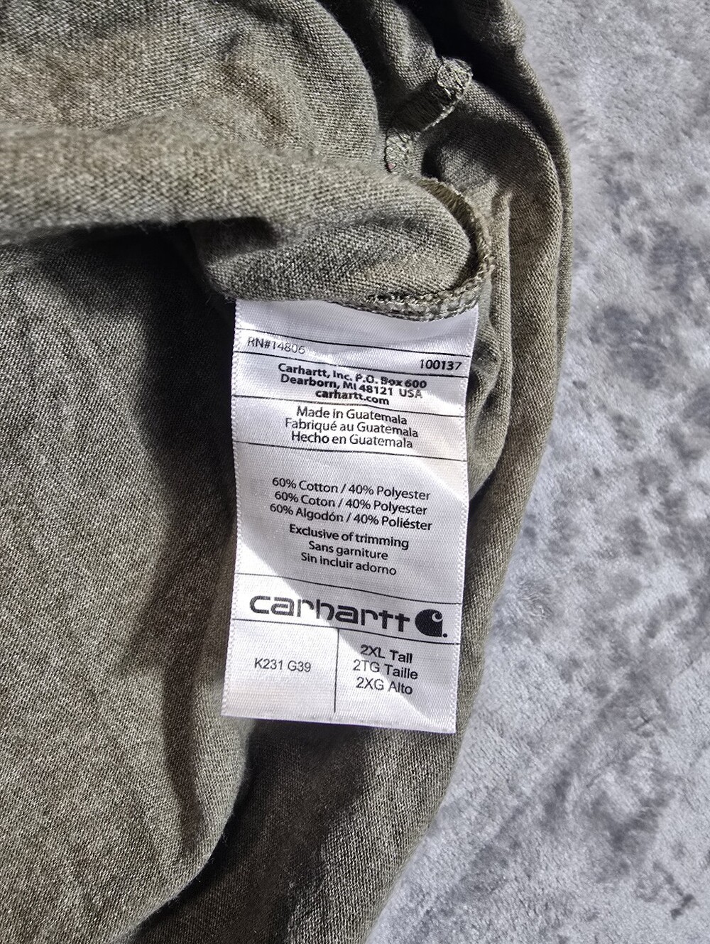 Carhartt Original Fit Long Sleeve T Shirt Size 2XL Tall Arm Logo Graphic - Picture 4 of 5